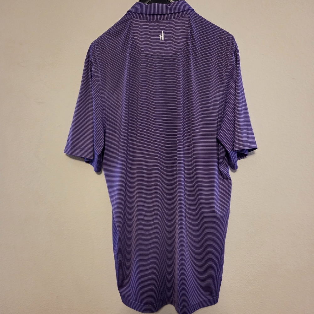 Johnnie-O Gonzaga Polo Large Purple Stripe Golf Stretch Athletic - Picture 3 of 8